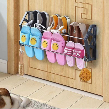 Adjustable space saving wall rack for slippers