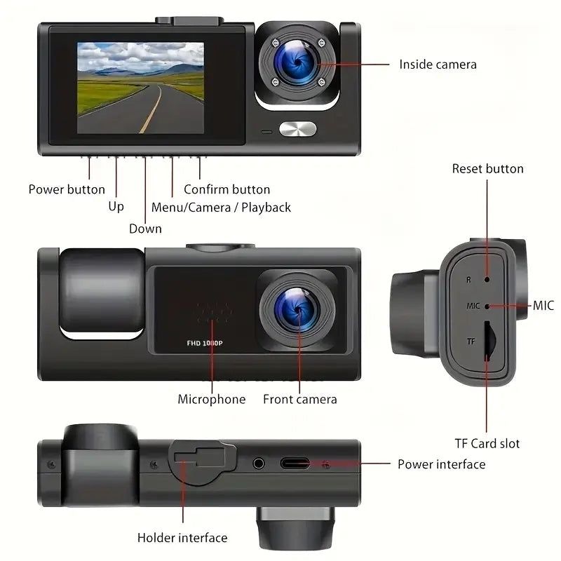 3 channel k02 dash cam 2.5k 1080p with builtin gps wifi
