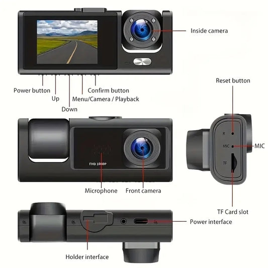 3 channel k02 dash cam 2.5k 1080p with builtin gps wifi