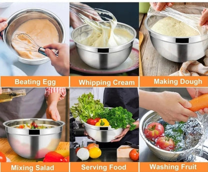 Stainless steel metal nesting salad bowl with lid 5 pcs