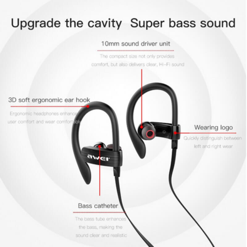 Ear sport super bass earphone wired music mic headphone