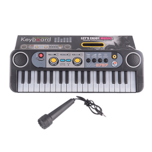 Mini electric piano keyboard with microphone