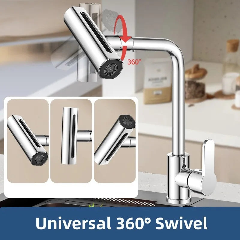 Pressurized kitchen sink waterfall faucet