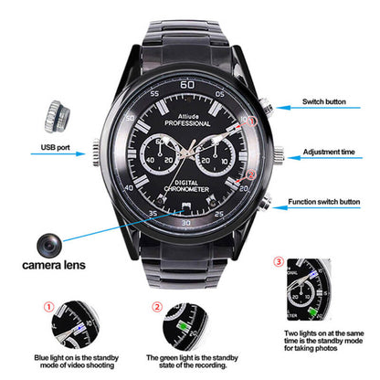 Spy wrist watch cam 1080p 32gb memory