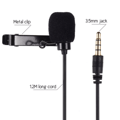 Lavalier microphone omni-directional clip-on mic