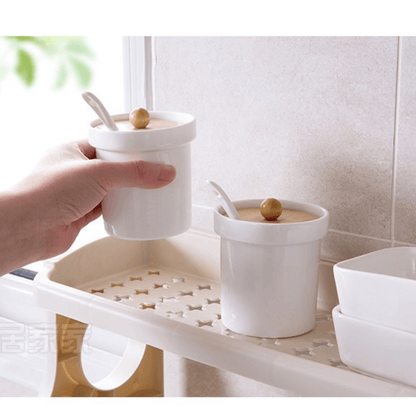 Double layer kitchen racks seasoning storage