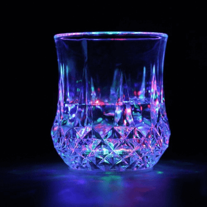 Led flashing liquid activated light up glass