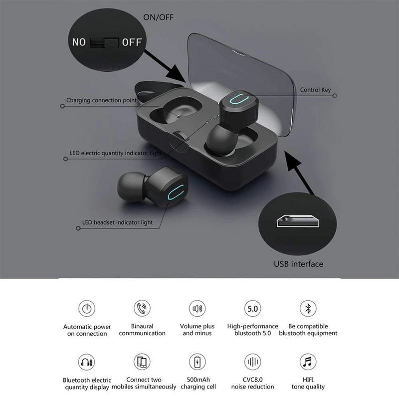 T18s wireless earbuds bluetooth 5.0 tws earphones