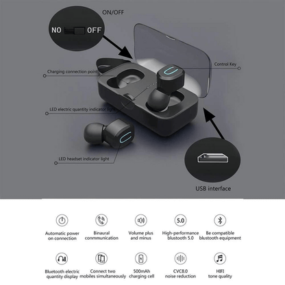 T18s wireless earbuds bluetooth 5.0 tws earphones