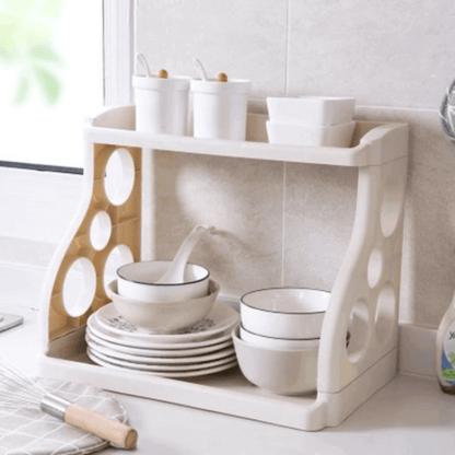 Double layer kitchen racks seasoning storage