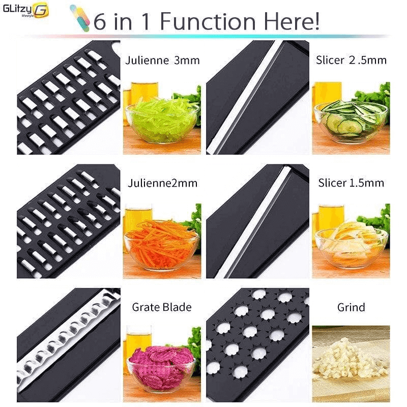 Vegetable cutter slicer grater chopper six interchangeable blades
