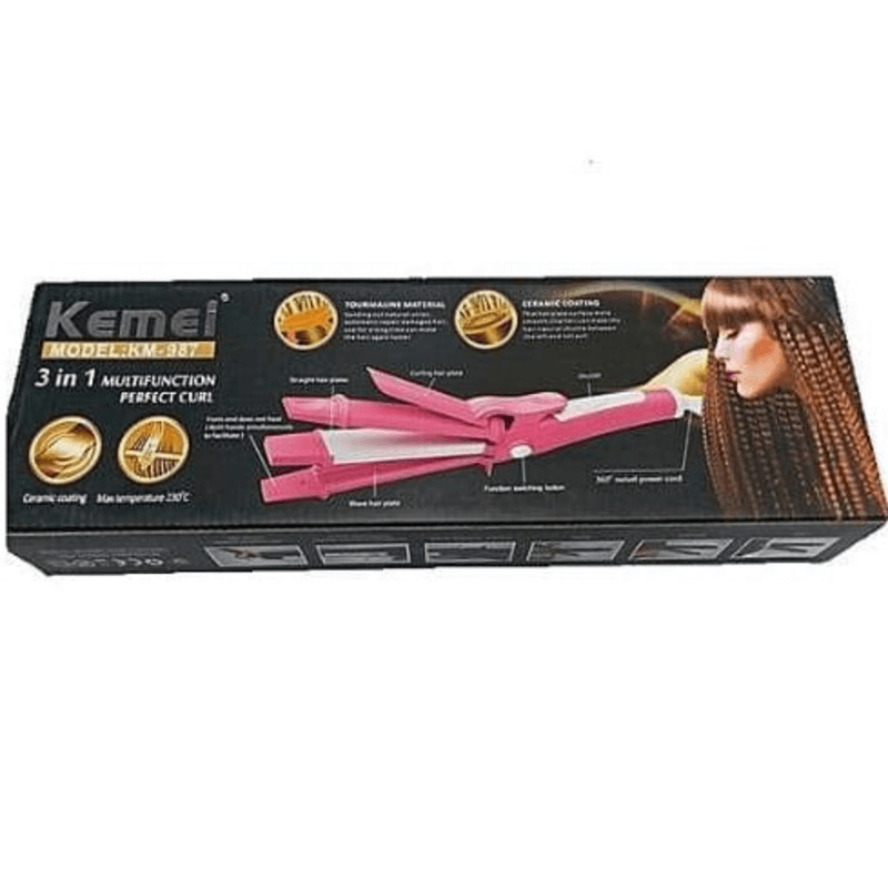 Kemei 3 in 1 hair straightener curler crimper km-987