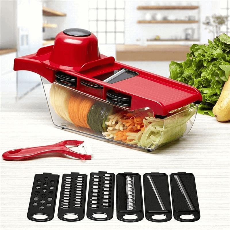 Vegetable cutter slicer grater chopper six interchangeable blades