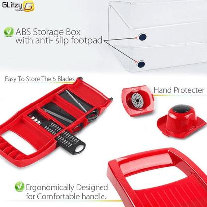 Vegetable cutter slicer grater chopper six interchangeable blades