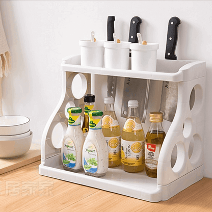 Double layer kitchen racks seasoning storage