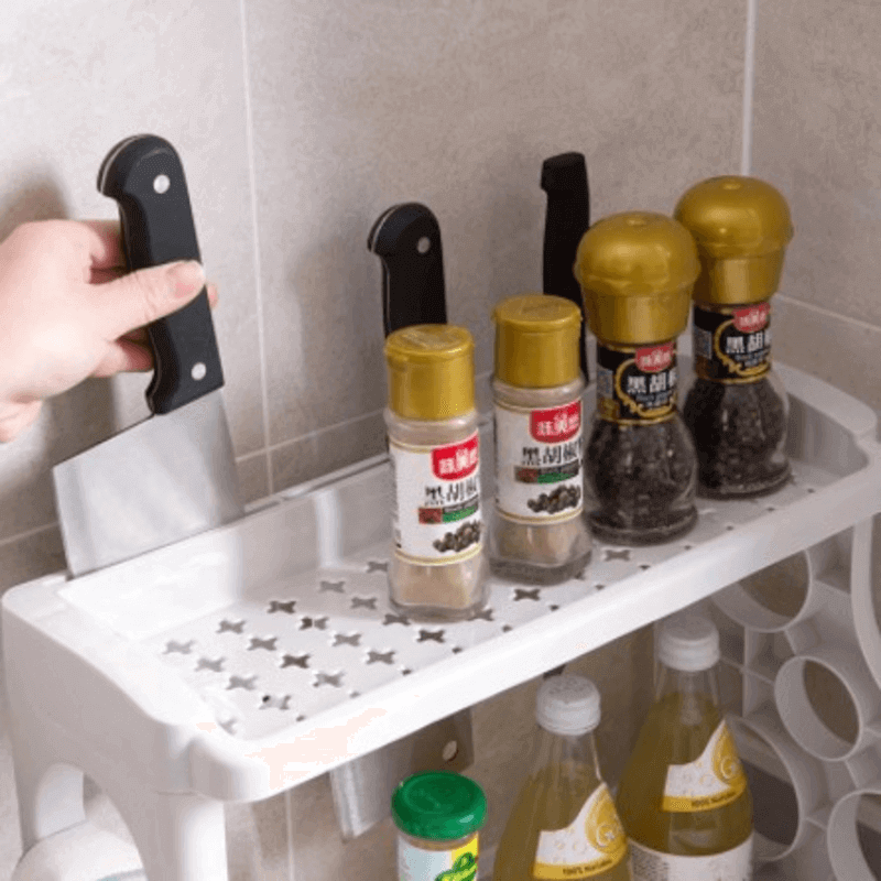 Double layer kitchen racks seasoning storage