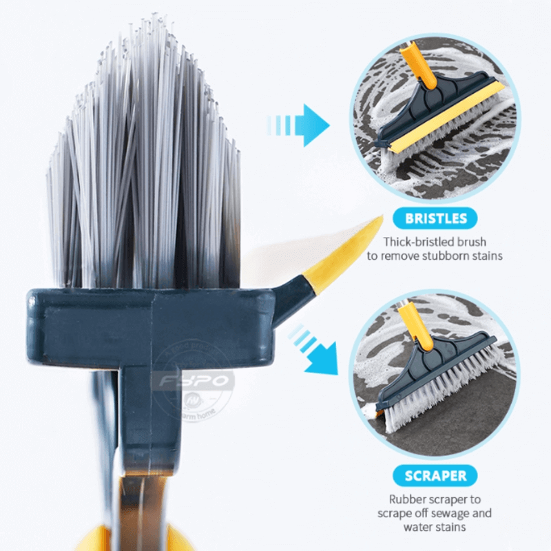 3 in 1 floor scrub brush with squeegee
