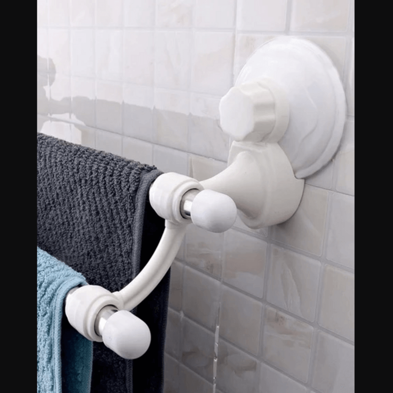 Suction cup double bar towel holder - white