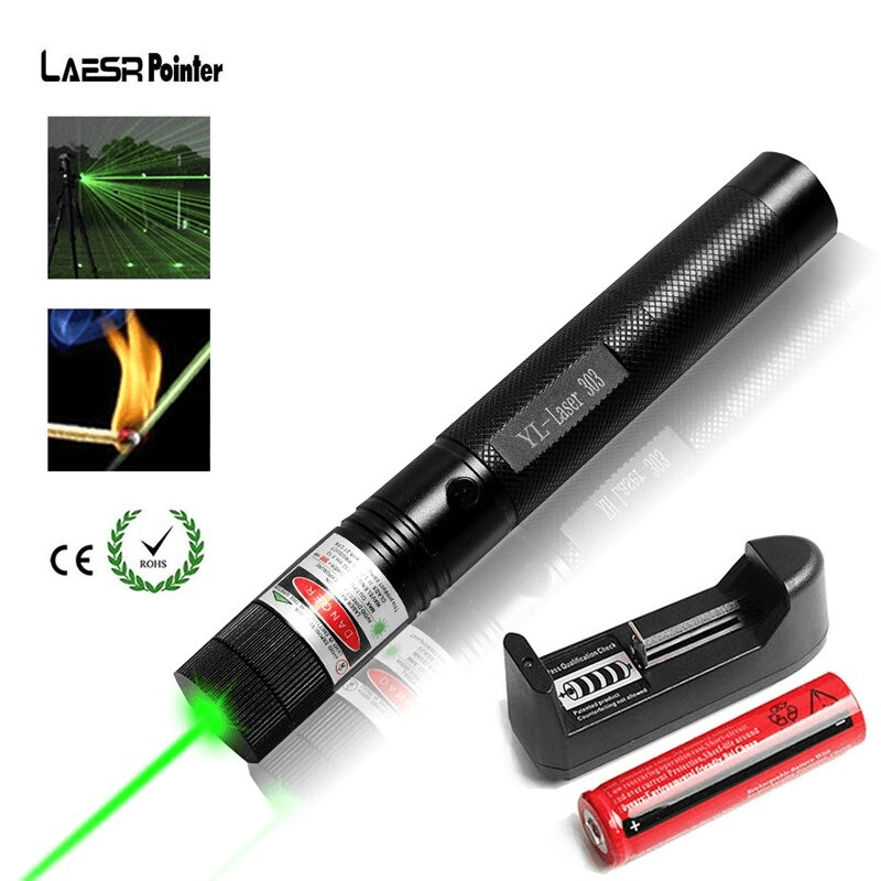Green laser pointer pen with safety lock key