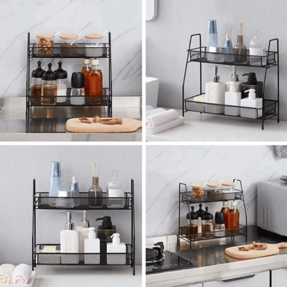  double layer iron rack kitchen and bathroom organizer