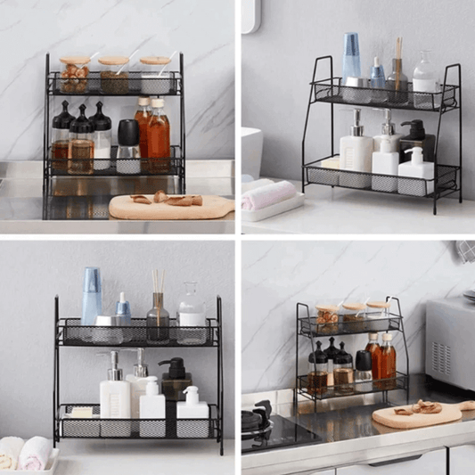 double layer iron rack kitchen and bathroom organizer
