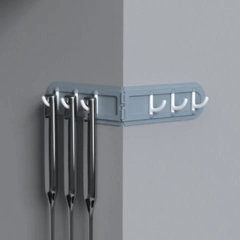Pack of 2 corner shelves with row of 6 hooks