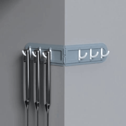 Pack of 2 corner shelves with row of 6 hooks
