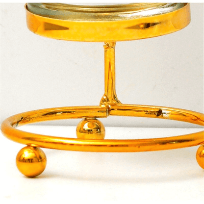 gold leaves metal candlestick holder