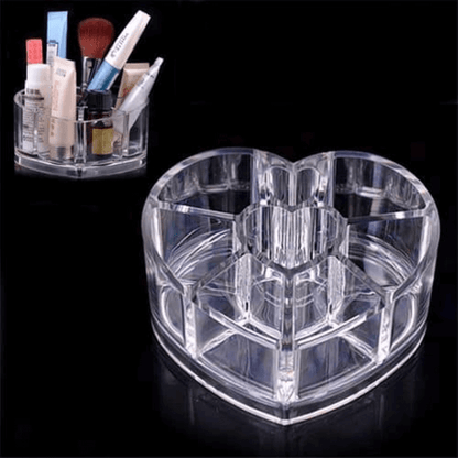Heart shape acrylic makeup cosmetic organizer