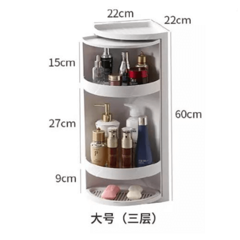 Rotating 360 wall mounted corner shelf