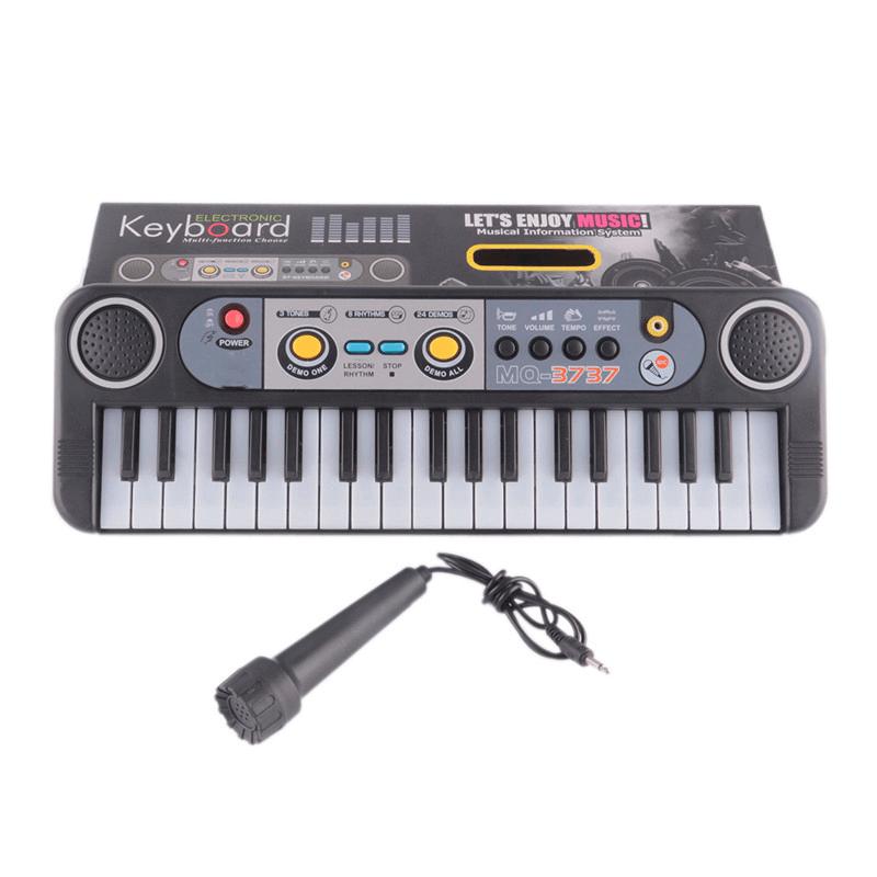 Mini electric piano keyboard with microphone