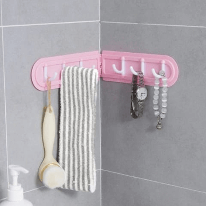 Pack of 2 corner shelves with row of 6 hooks