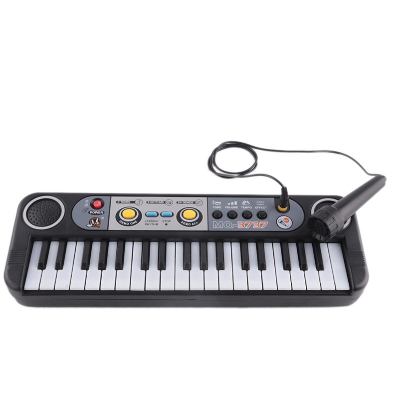 Mini electric piano keyboard with microphone