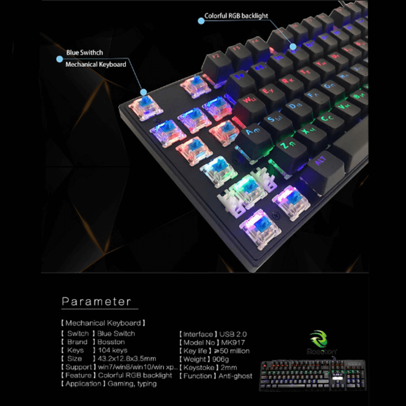 Bosston wired luminous keyboard rgb mk912