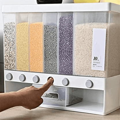 Wall mounted kitchen rice and cereal dispenser