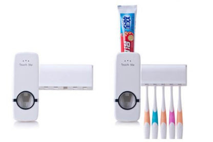 Tooth paste dispenser with tooth paste holder