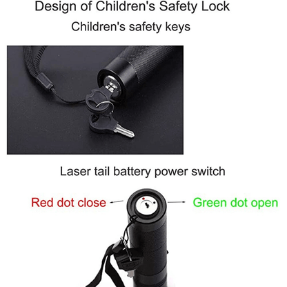 Green laser pointer pen with safety lock key