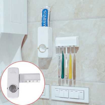 Automatic toothpaste dispenser with tooth brush holder