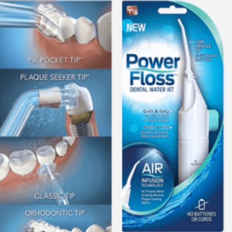 Power floss - air powered dental water jet