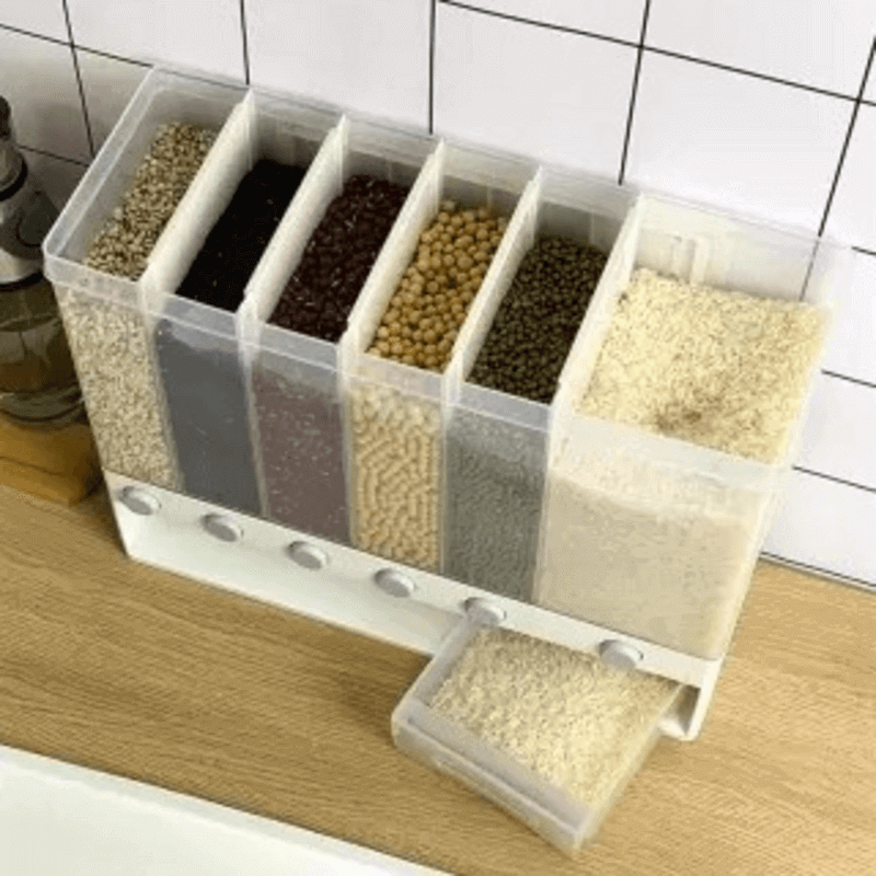 Wall mounted kitchen rice and cereal dispenser