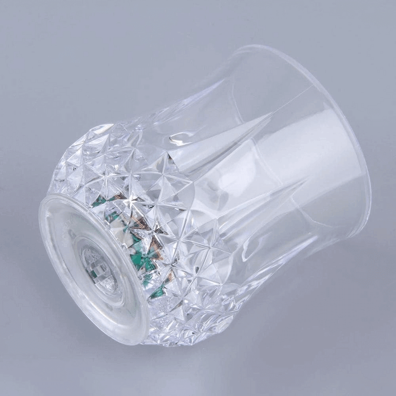 Led flashing liquid activated light up glass