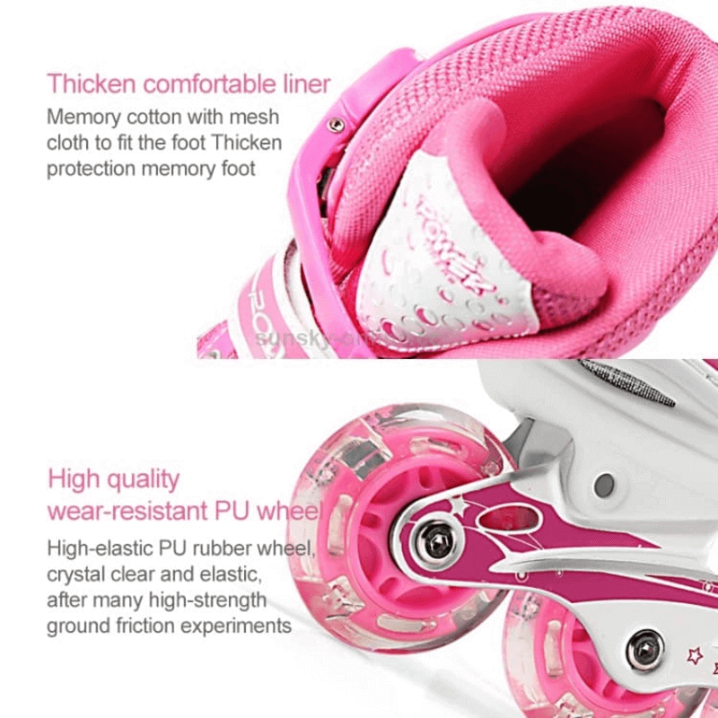 Adjustable skate shoes with helmet knee brace