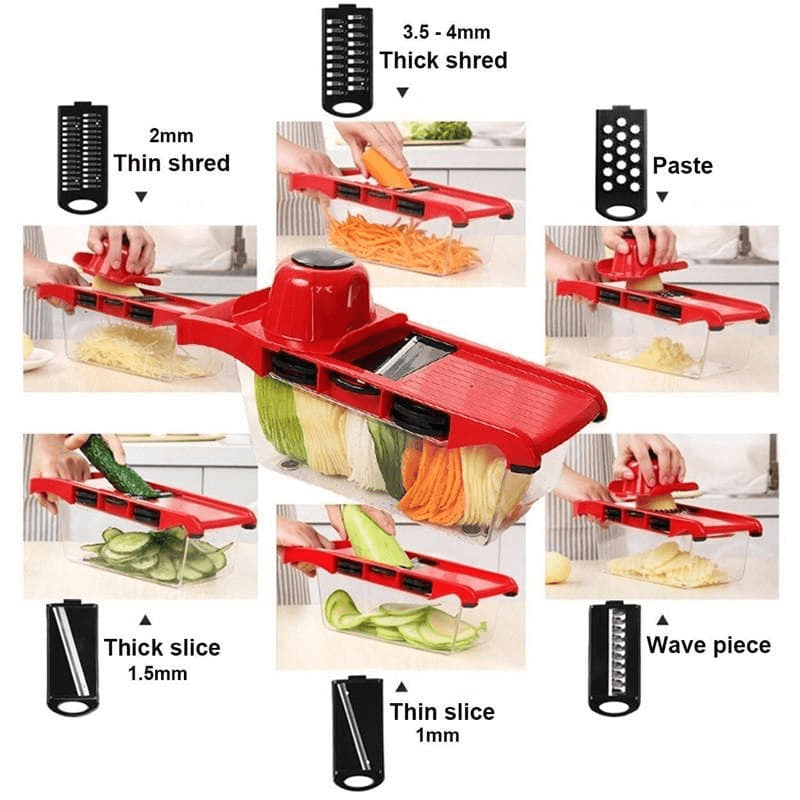 Vegetable cutter slicer grater chopper six interchangeable blades