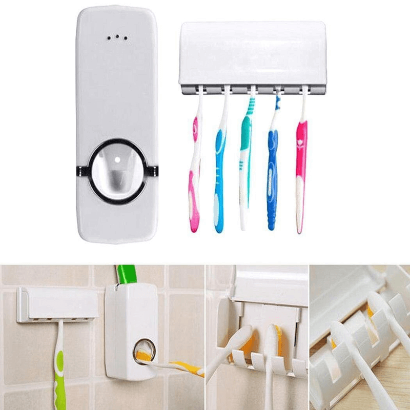 Automatic toothpaste dispenser with tooth brush holder