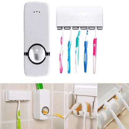 Automatic toothpaste dispenser with tooth brush holder