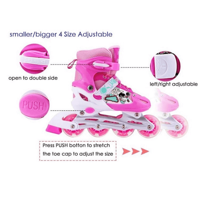 Adjustable skate shoes with helmet knee brace