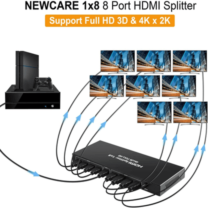 1 in 8 powered 4k hdmi splitter with charger