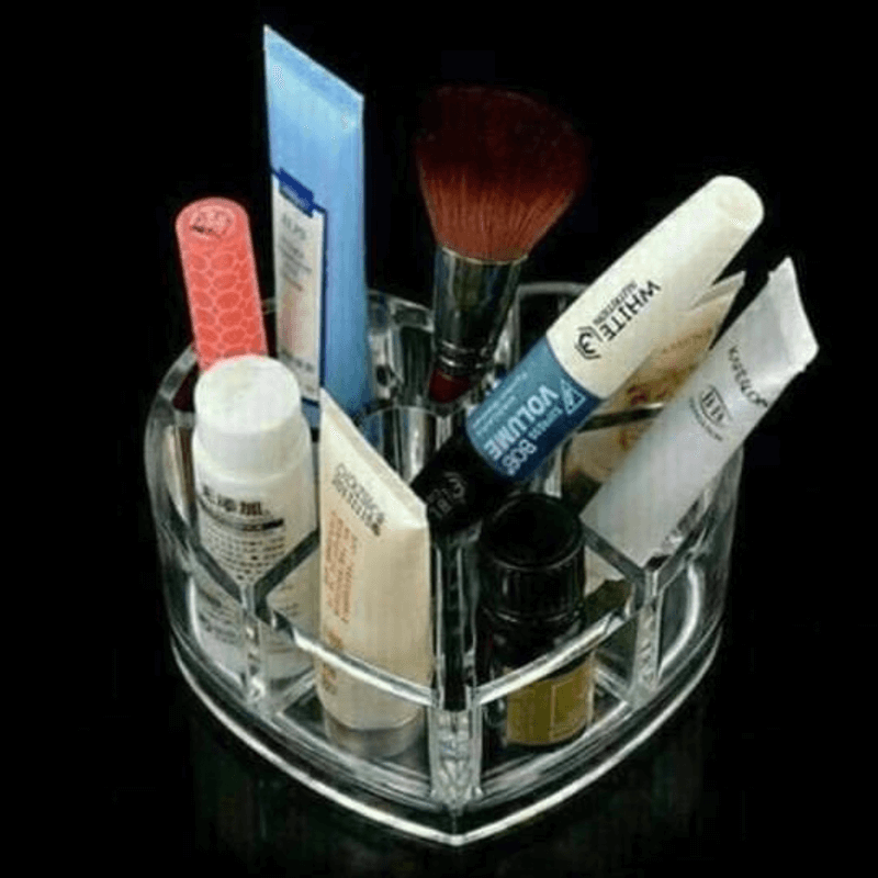 Heart shape acrylic makeup cosmetic organizer