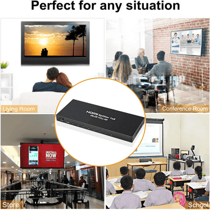 1 in 8 powered 4k hdmi splitter with charger