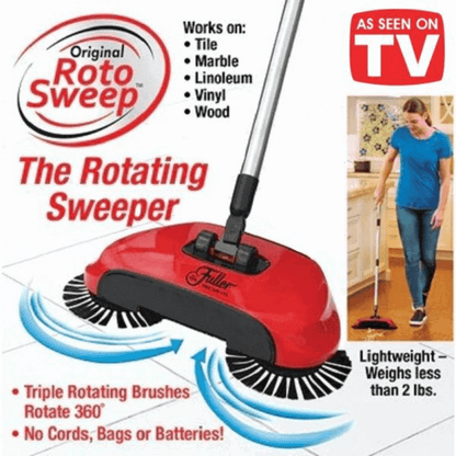 Cordless hard floor manual roto sweeper